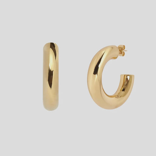 Large Waterproof Open Hoops in Gold
