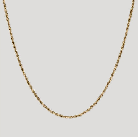 Waterproof Rope Chain Necklace in Gold