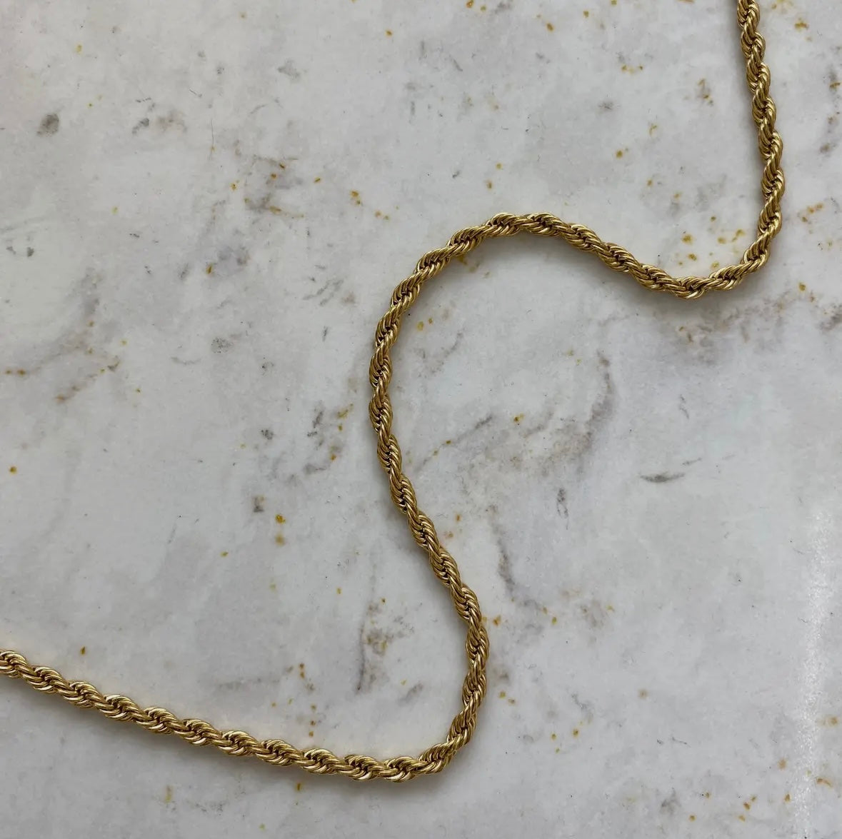 Waterproof Rope Chain Necklace in Gold